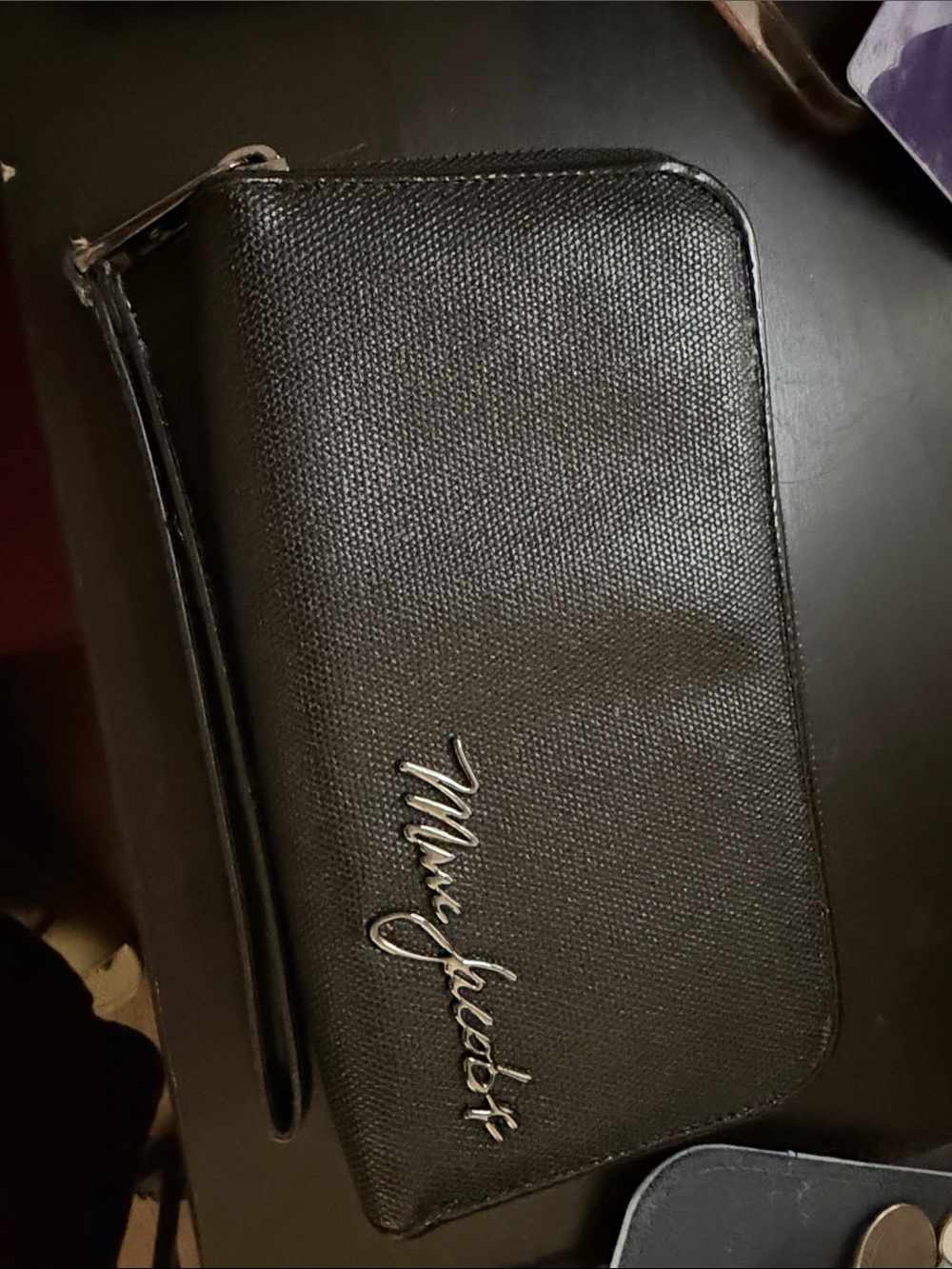 Marc Jacobs Black Zip-Around Wristlet with Logo Script